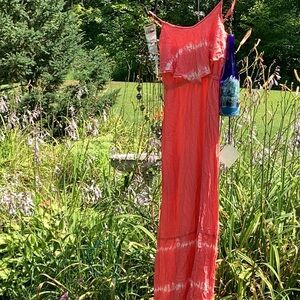 🦋  Boho Tye Dye Maxi Mudd CORAL Dress “CHIC VERY”